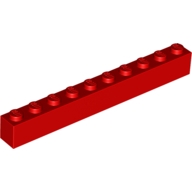 Lego kostka (kostička) 1x10, červená (611121)